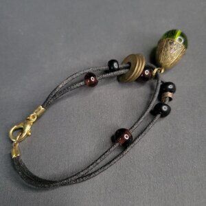 Double Cord Fashion Bracelet Teardrop Gemstone Lobster Clasp Closure 6 1/2"